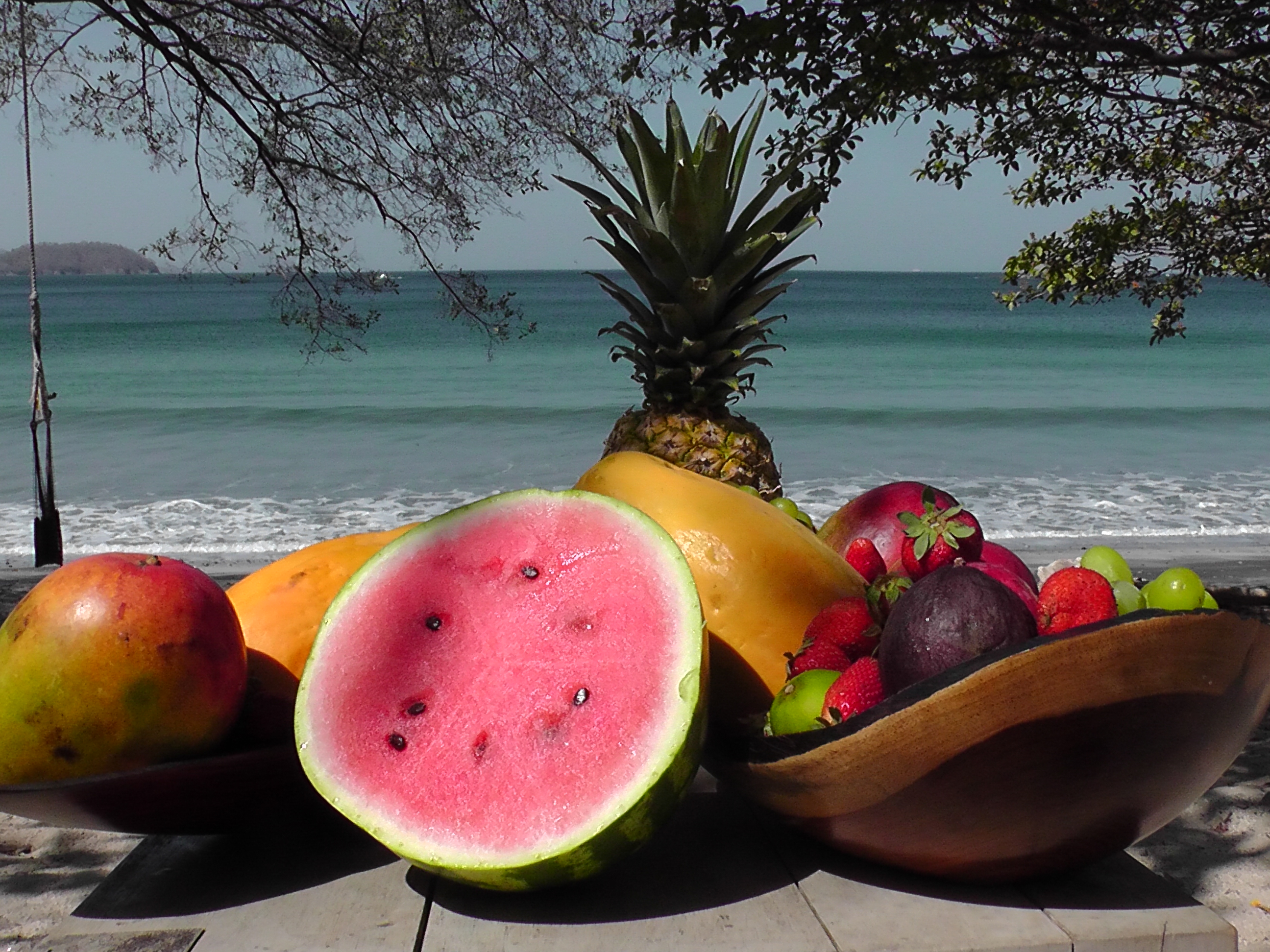 Fruit basket with ocean